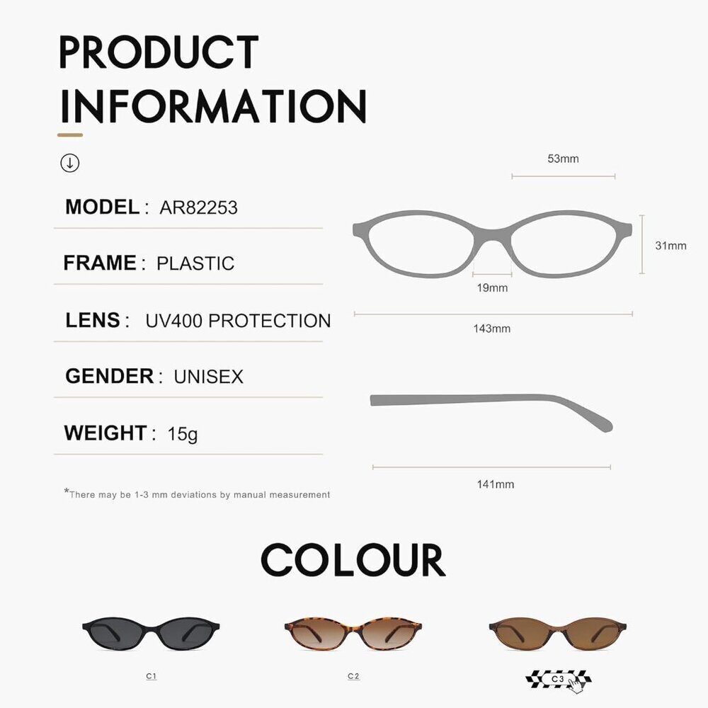 Retro Oval Cat Eye Sunglasses for Women Y2k Trendy Narrow Sunnies Designer Sun G - Picture 5 of 5
